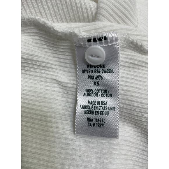 Re/Done 60'S Slim Optic White Cotton Henley Long Sleeve Top Size XS - Picture 5 of 5